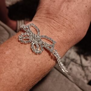 Elegant Rhinestone Silver Butterfly Bracelet